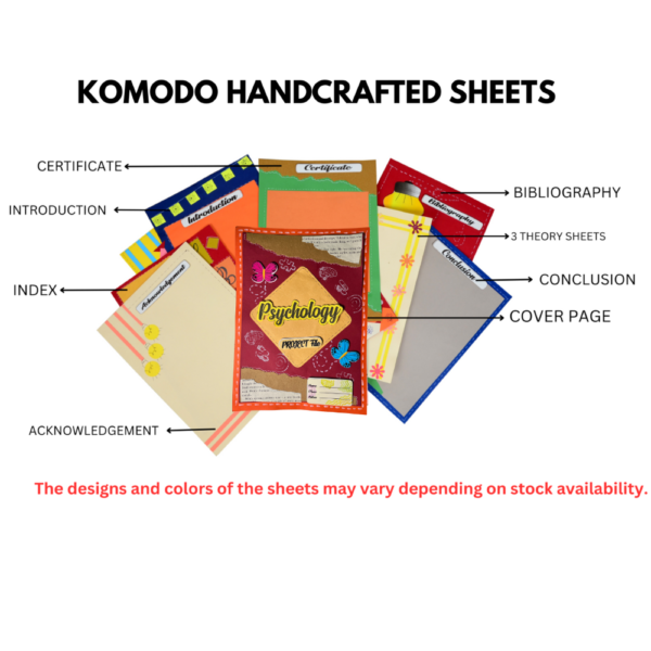 KOMODO Handcrafted Project Sheets / Psychology / A4 Size / 180 GSM / Pack For 10 / Ideal For School Project , Stationery / Students - Image 2