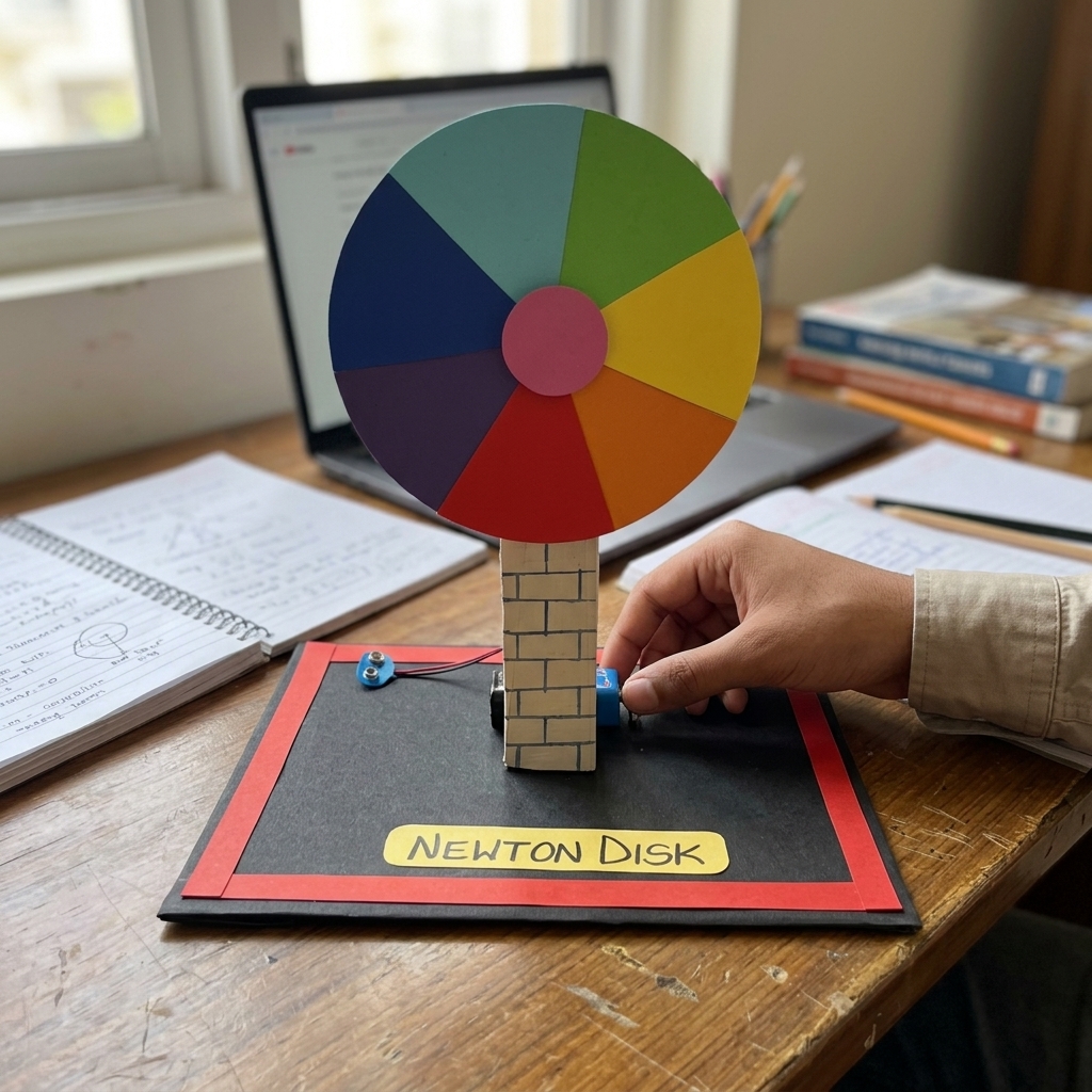 Komodo Craft Newton Disk multicolor rotating disc optical illusion experiment model
