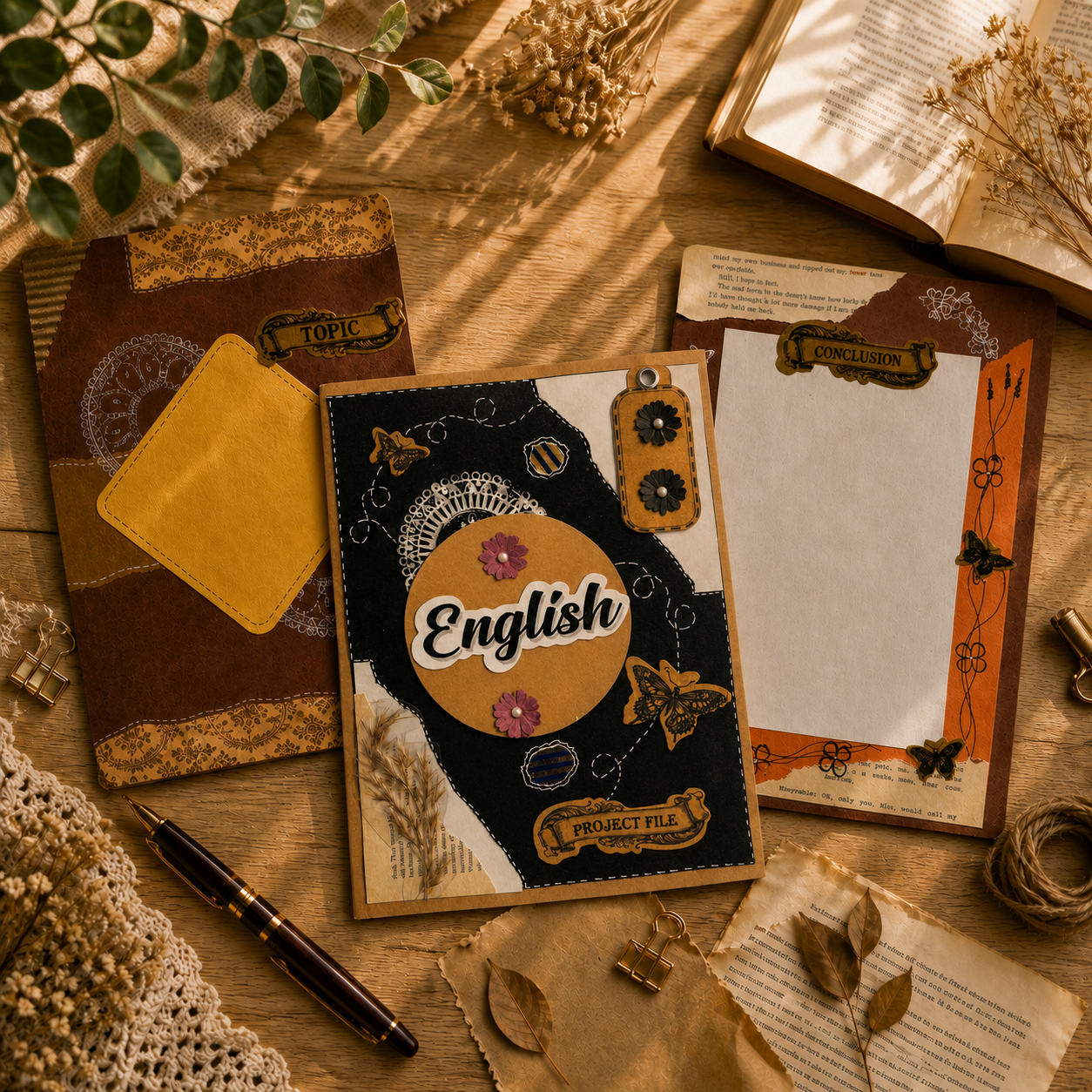 Handmade Designer Project Sheets A4 Size – Aesthetic Ruled Papers for School Assignments & Creative Work - Image 3